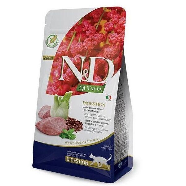N&D Farmina Digestion pienso para Gato Adulto Cordero, Quinoa, Hinojo y Menta