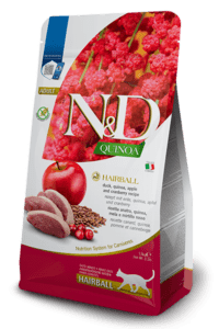 N&D Farmina Hairball pienso para Gato Adulto Pato, Quinoa, Manzana y Arándano